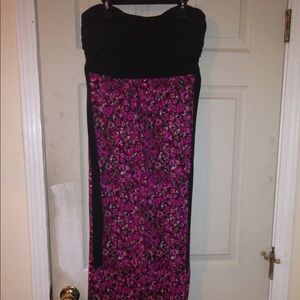 Brown and pink floral maxi dress